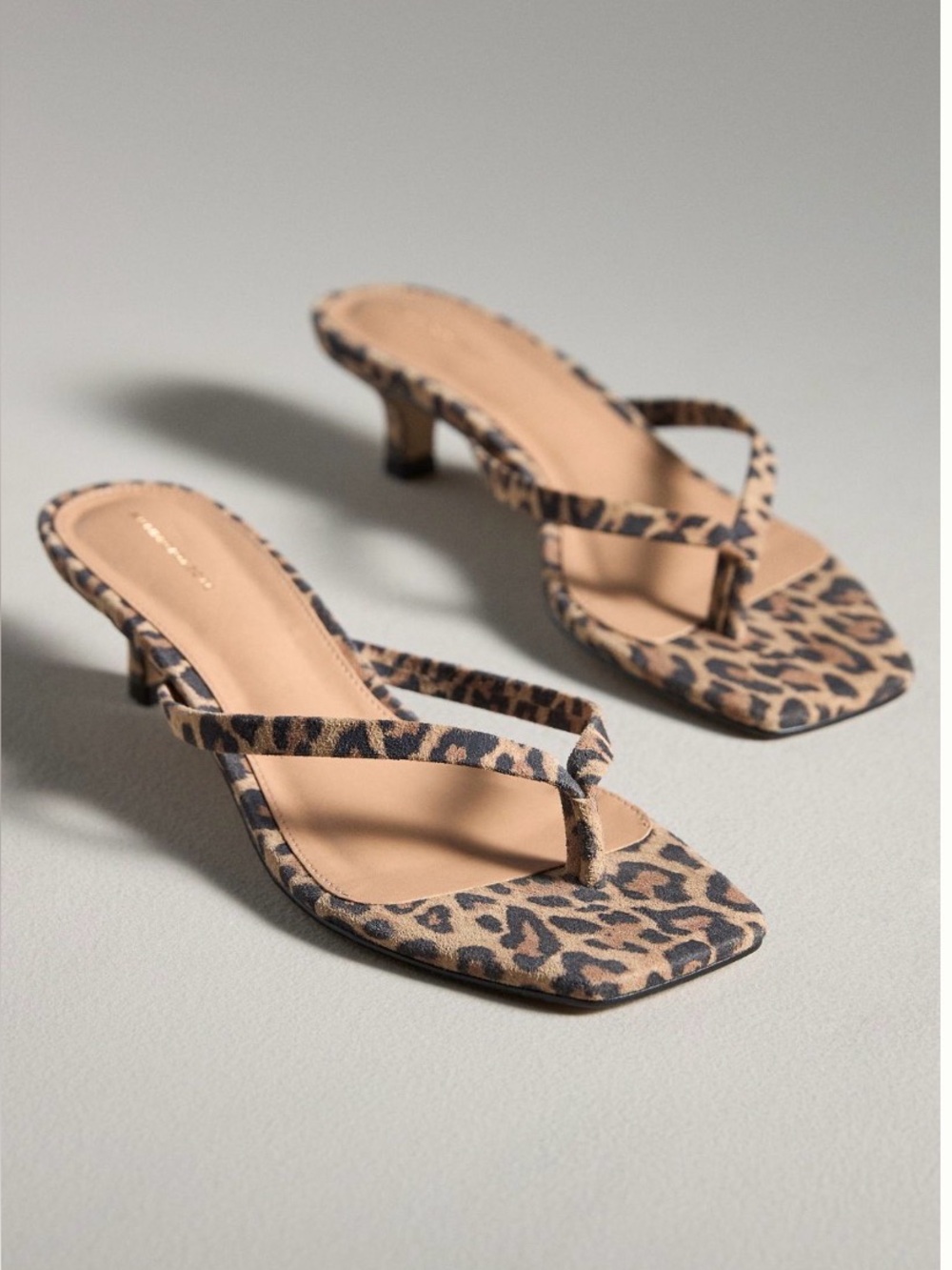 Anthropologie Cheetah Print Thong Kitten Heel Sandals